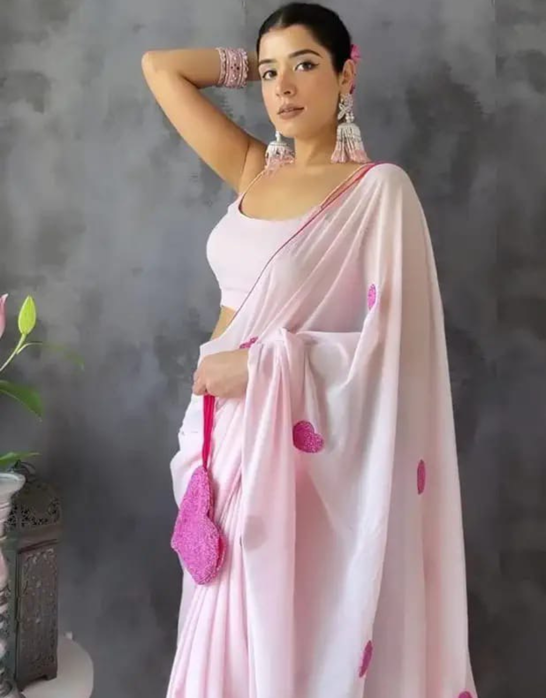 Nora BabyPink Ready To Wear Saree