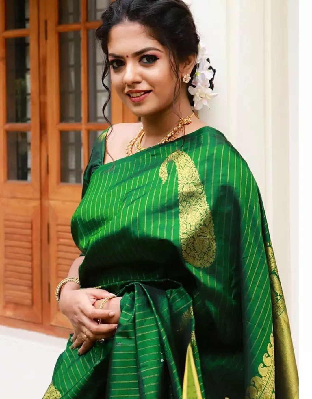 Hansika Green Soft Silk Saree