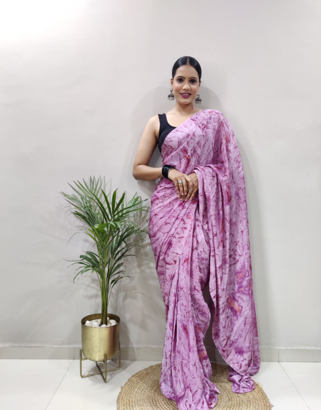 Divya Purple Chiffon Silk Ready To Wear Saree