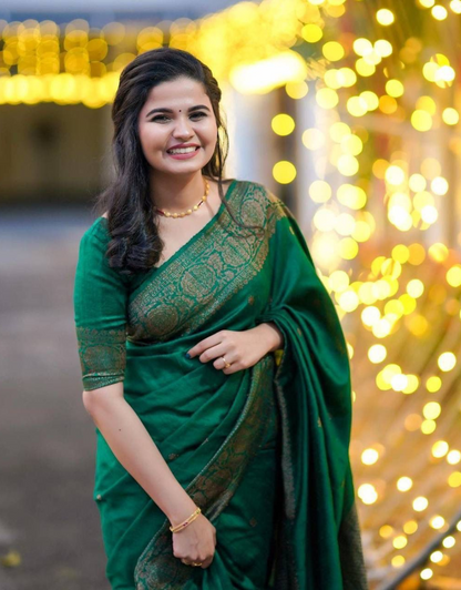 Avni Dark Green Banarasi Saree