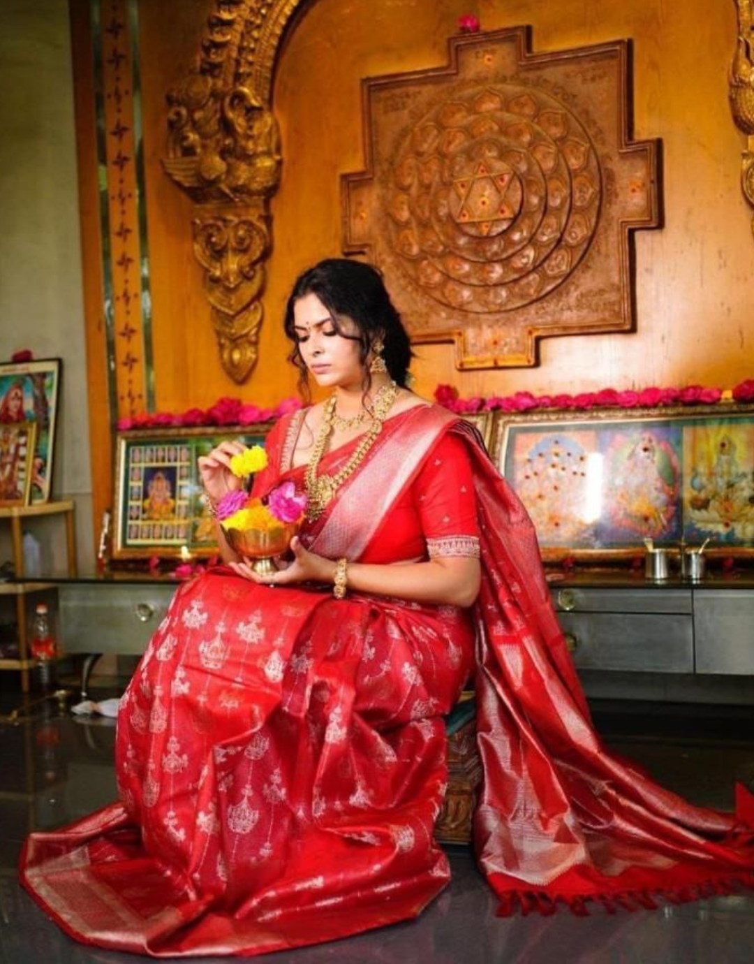 Vimla Red Kanchipuram saree