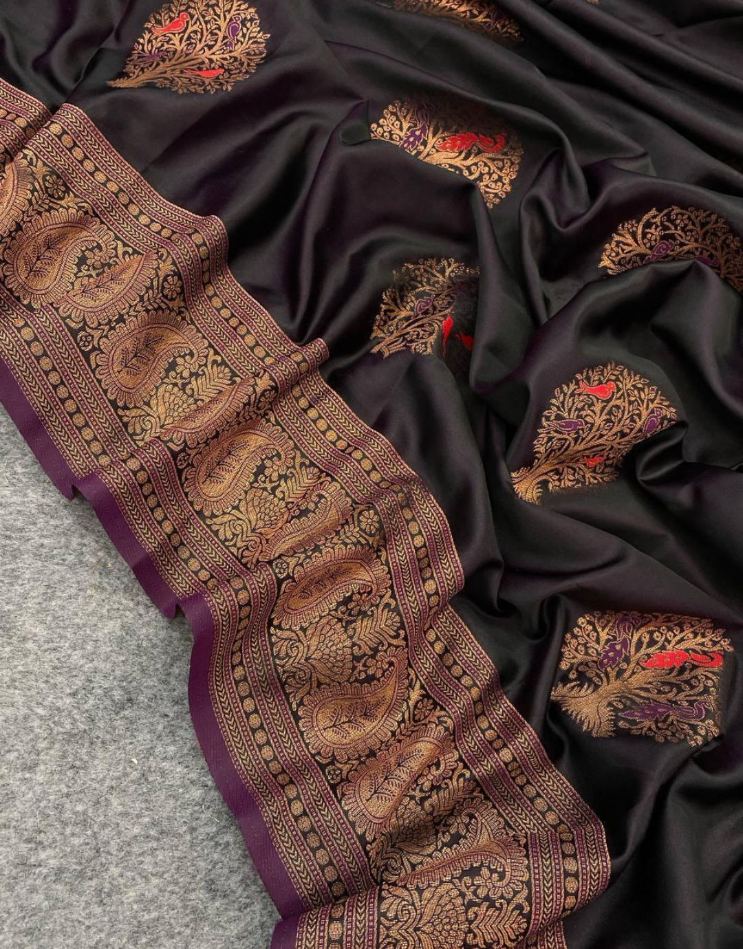 Shakti Wine Banarasi Silk Saree