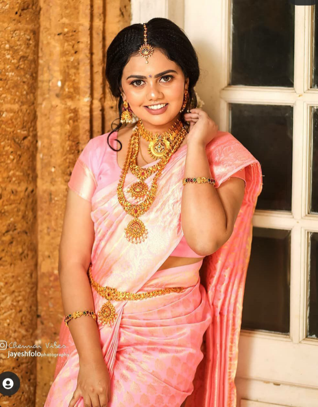 Kalpana Pink Kanchipuram Silk Saree With Attached Blouse