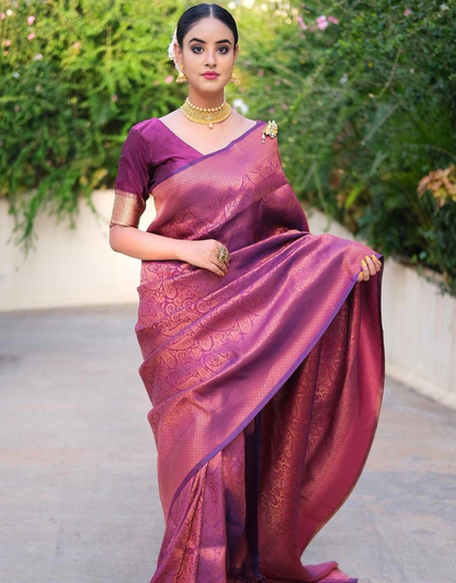 Hetal Purple Kanchipuram Saree