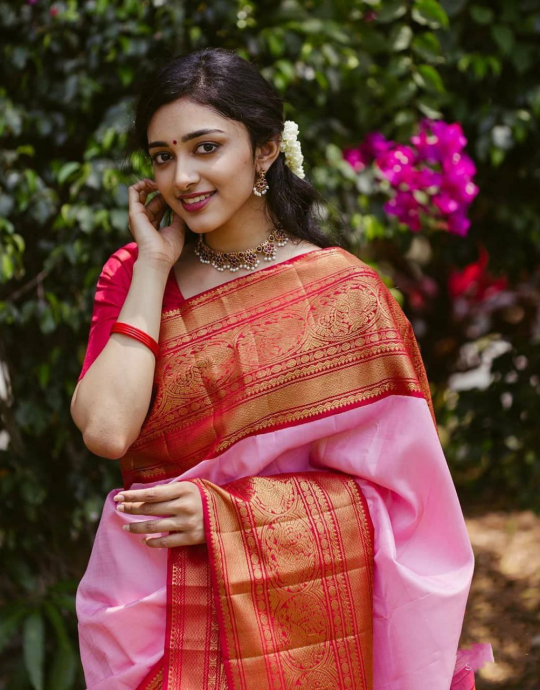 Meera Pink Kanchipuram Saree