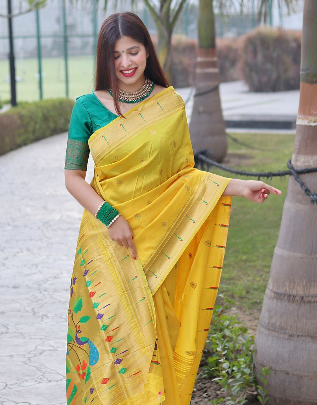 Zinal Yellow Paithani Saree