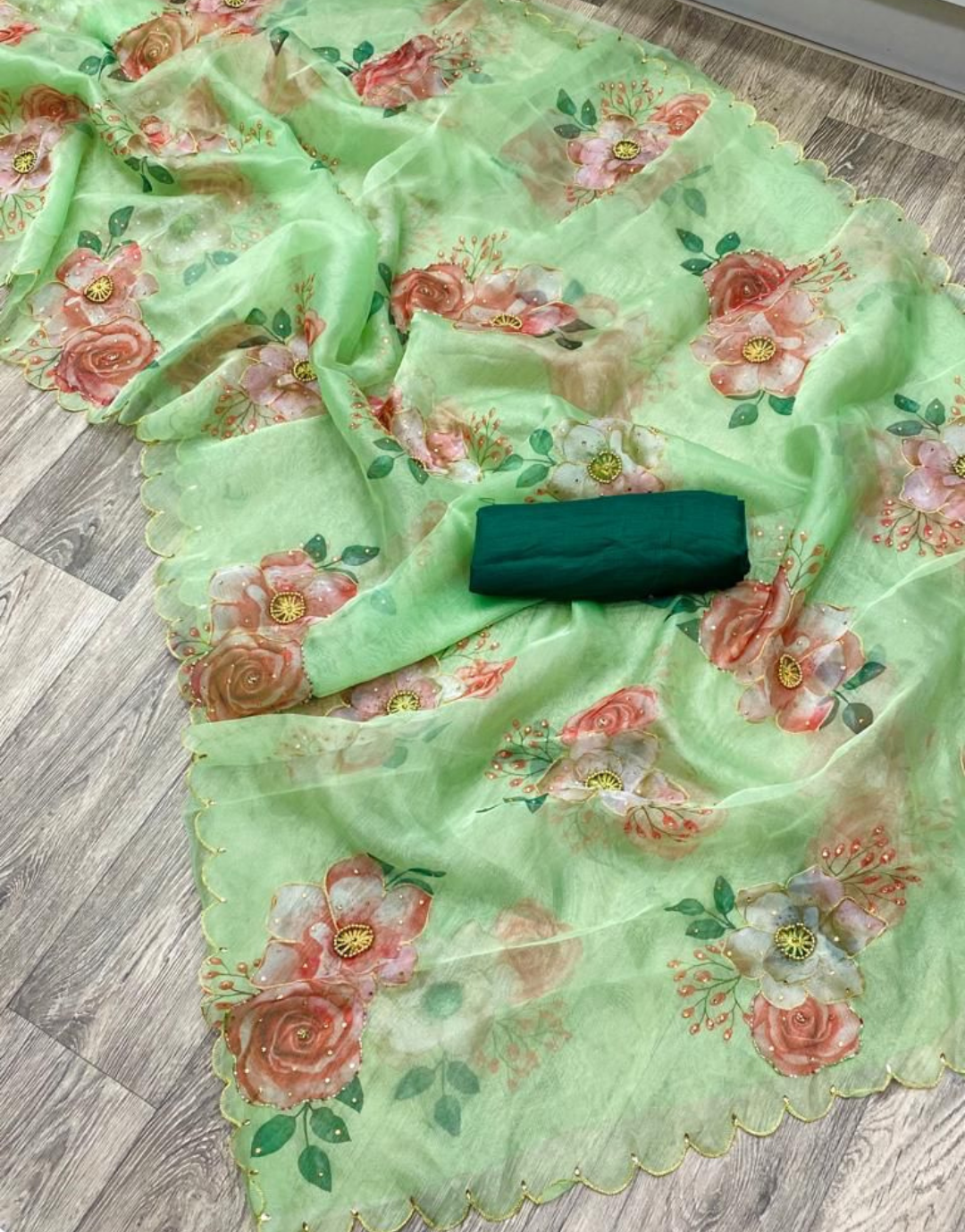 Aditi Pista Organza Silk Saree