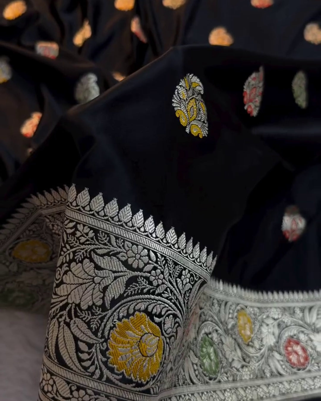 Zeel - Luxury Black Banarasi Meenakari Saree