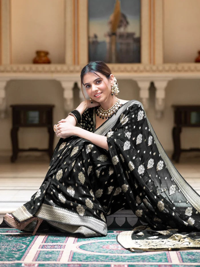 Sudha Black Banarasi Silk Saree