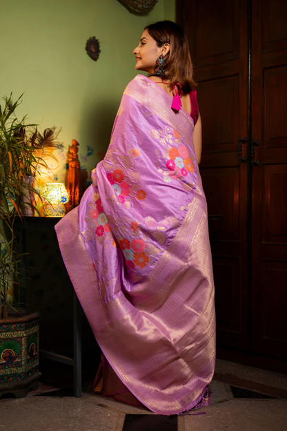 Amethyst Orchid - Banarasi Silk Saree