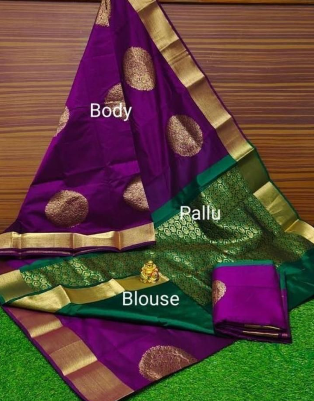 Nishu Purple-Green Lichi Silk Saree