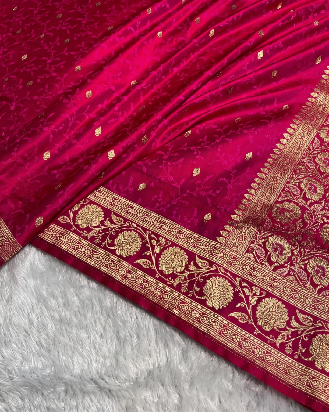 Fiona - Royal Rani Pink Woven Banarasi Silk Saree