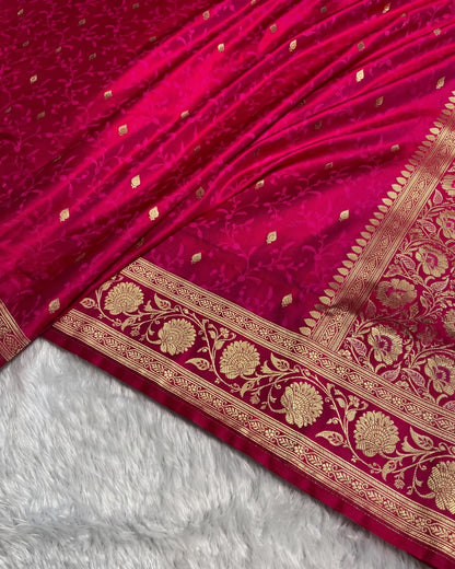 Fiona - Royal Rani Pink Woven Banarasi Silk Saree