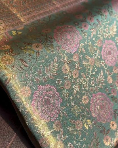 Vina - Aqua Bloom Heritage Silk Saree
