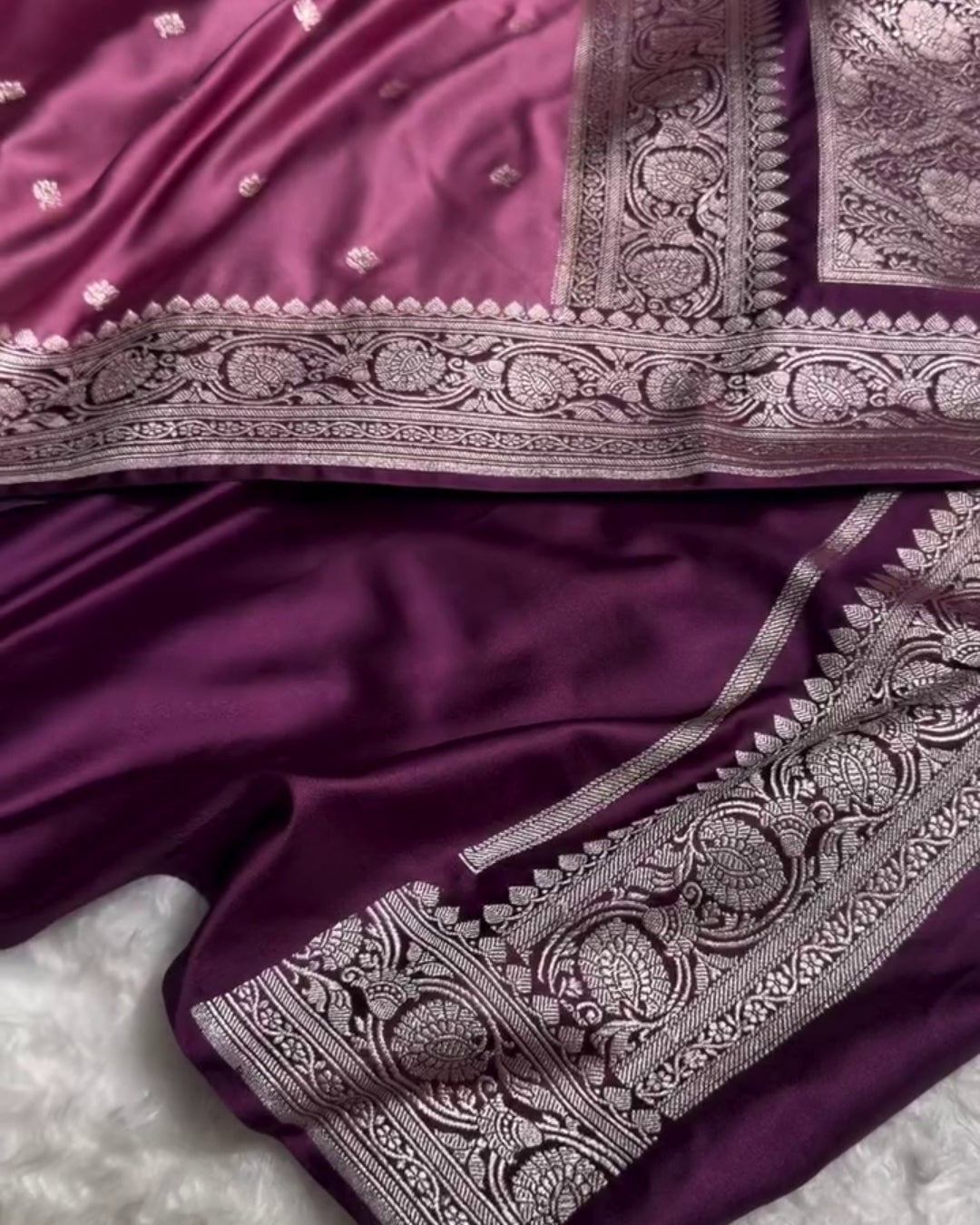 Zarna - Wine Purple Banarasi Soft Silk Saree