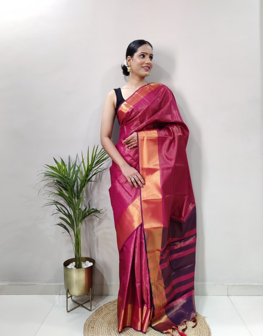 Reeva Deep Pink Soft Silk Saree