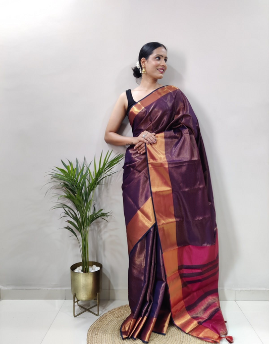 Reeva Brownish Purple Soft Silk Saree