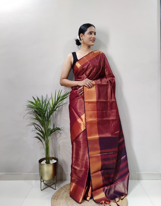 Reeva Solid Pink Soft Silk Saree