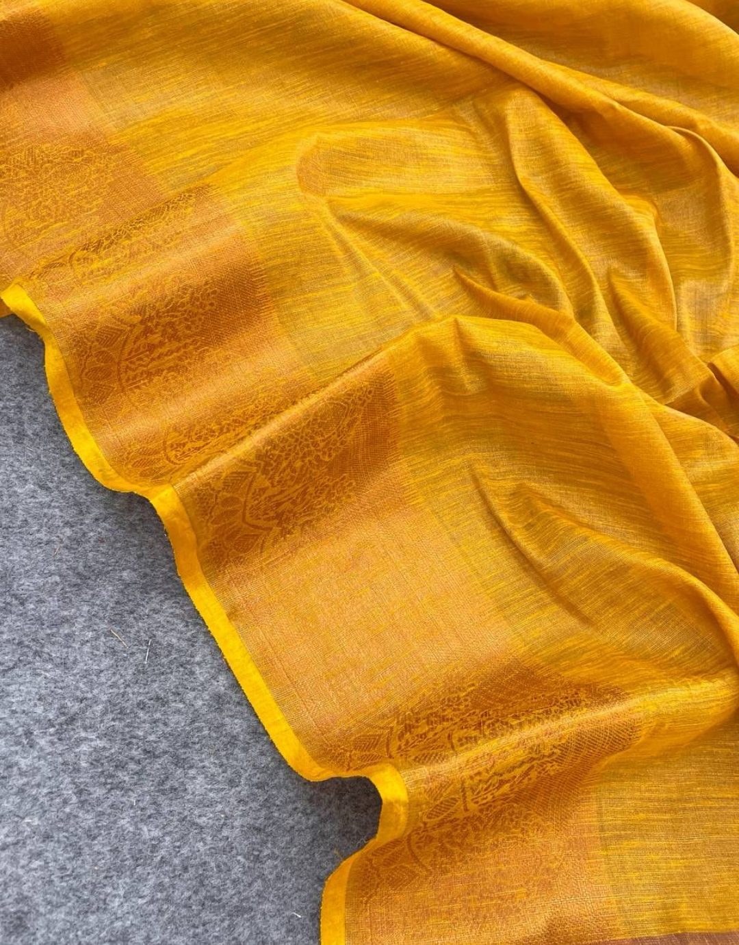 Anjali Yellow Linen Silk Saree