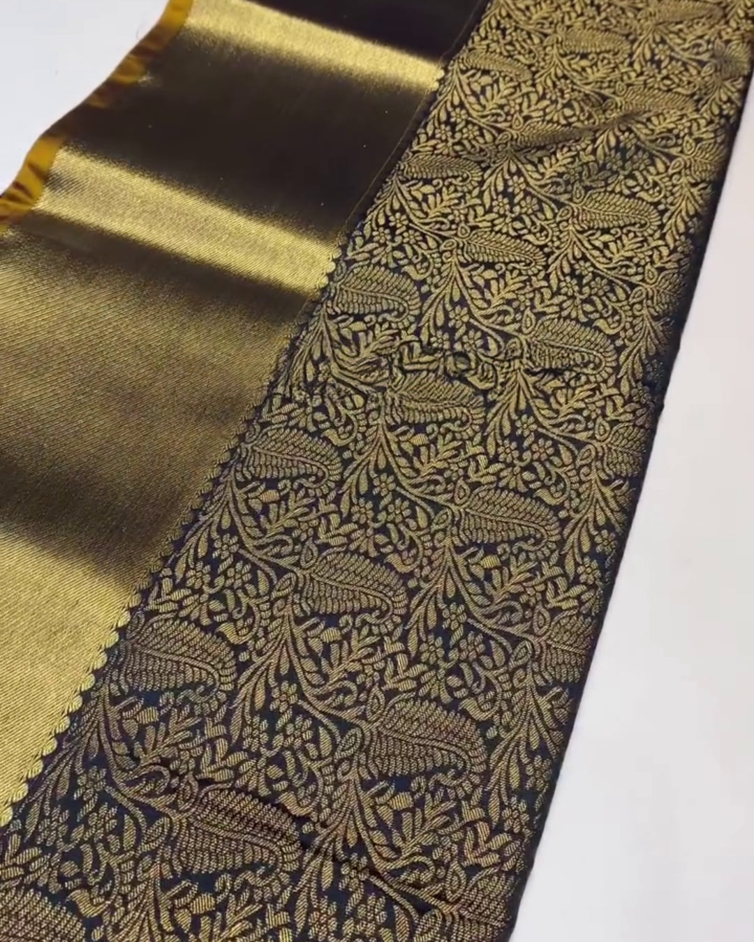 Zinta - Mustard Gold Black Traditional Silk Saree