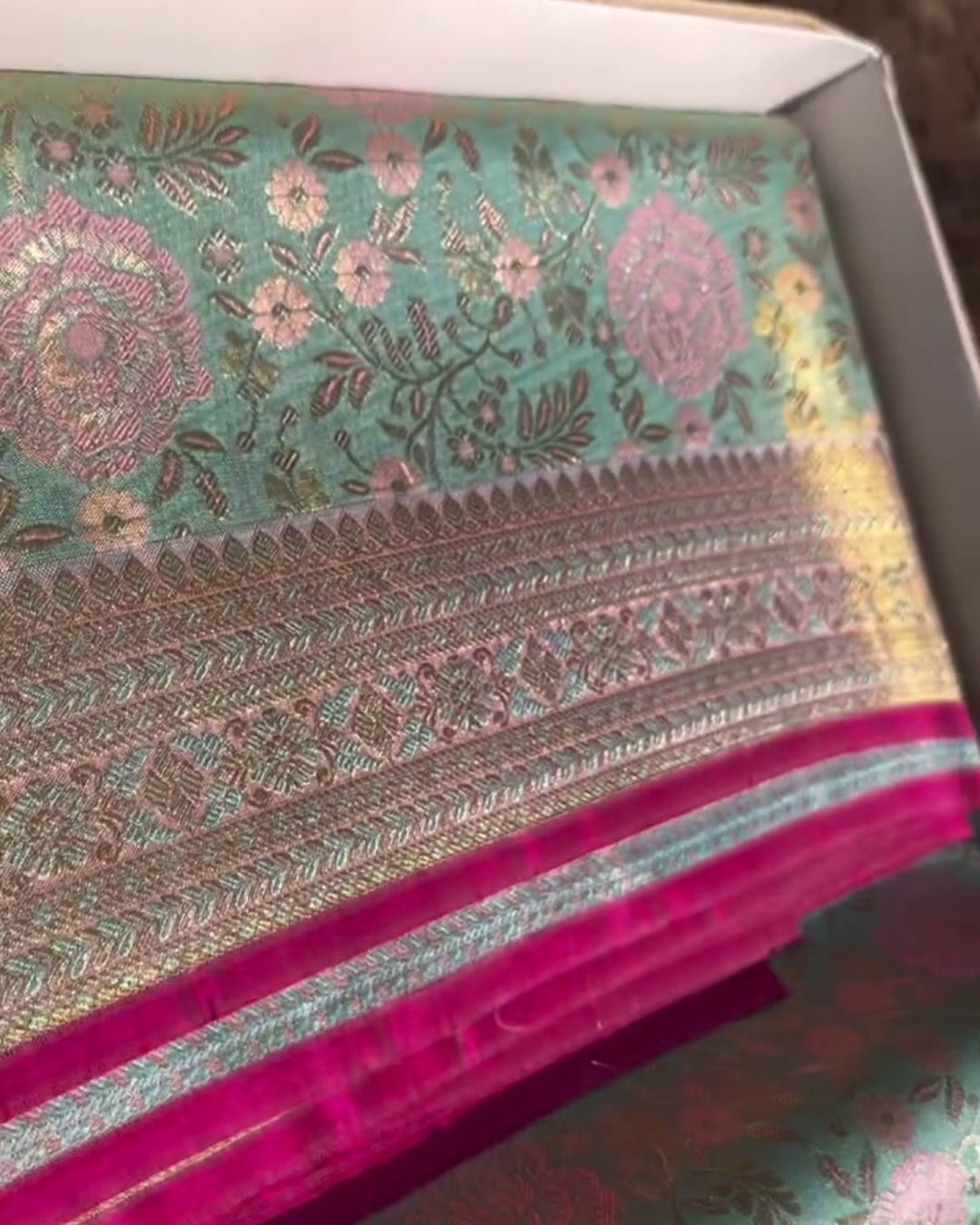 Vina - Aqua Bloom Heritage Silk Saree