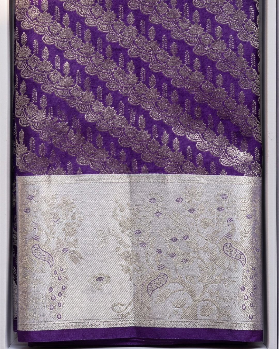 Jeni - Royal Purple Silver Kanjivaram Silk Saree