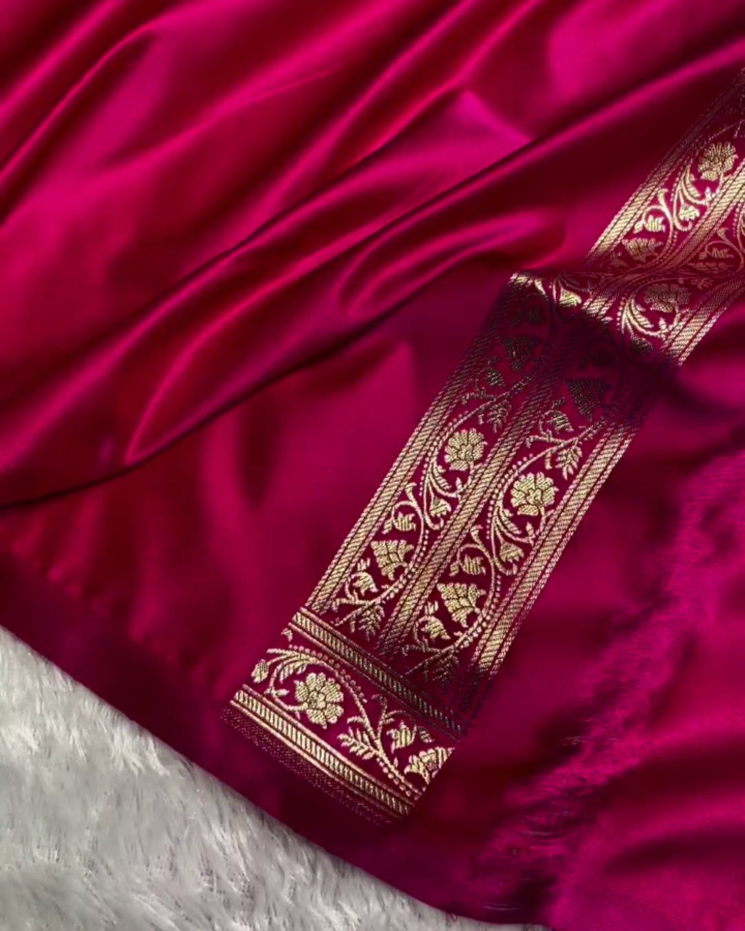 Mrinala - Magenta Floral Gold Zari Wedding Saree