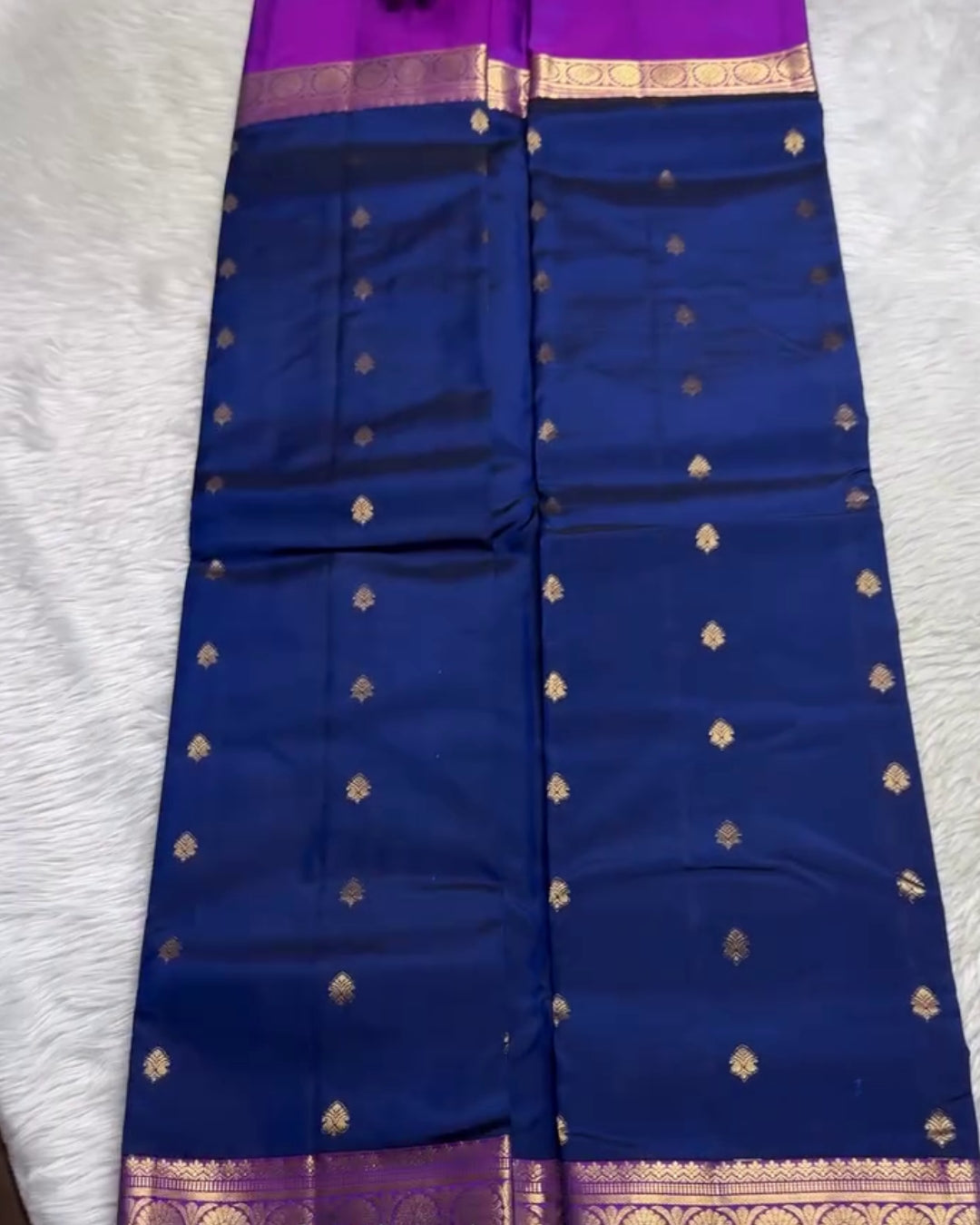 Tanvi - Royal Navy Banarasi Silk Blend Saree