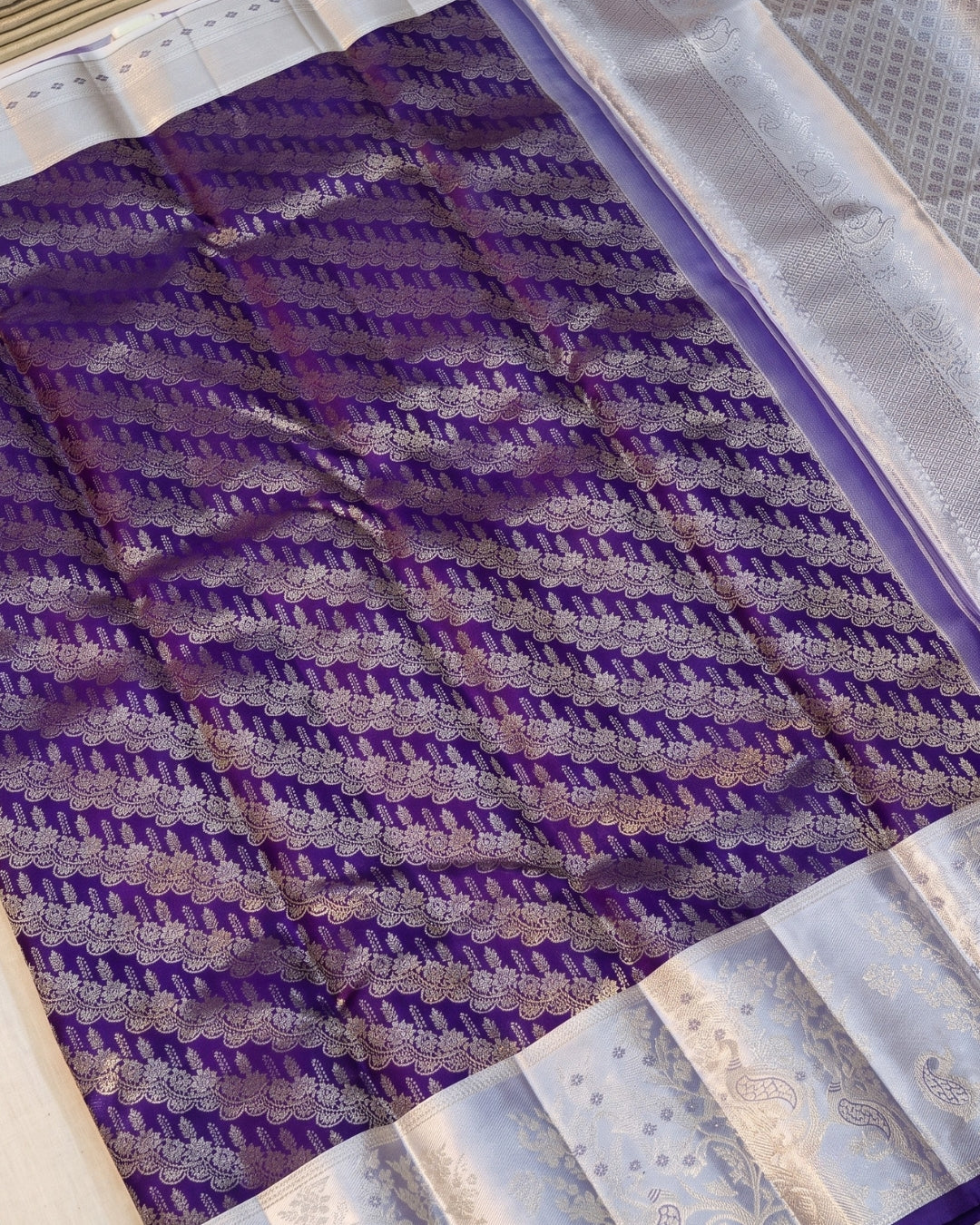 Jeni - Royal Purple Silver Kanjivaram Silk Saree