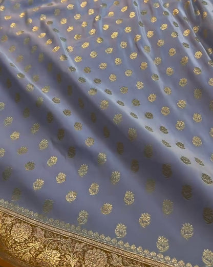 Zoya - Heritage Lavender Floral Zari Silk Saree