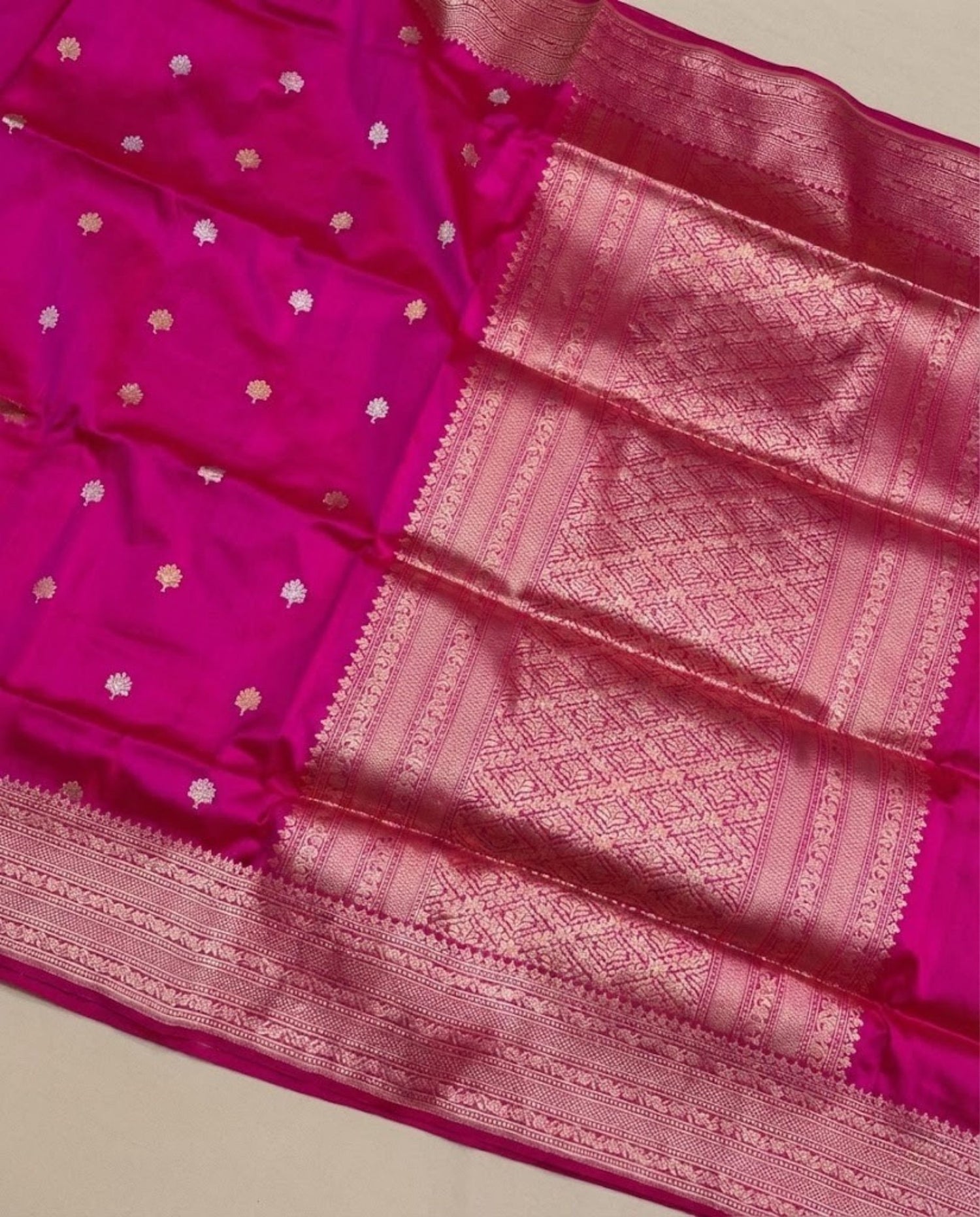 Binodini - Hot Pink Handloom Pure Silk Banarasi Saree
