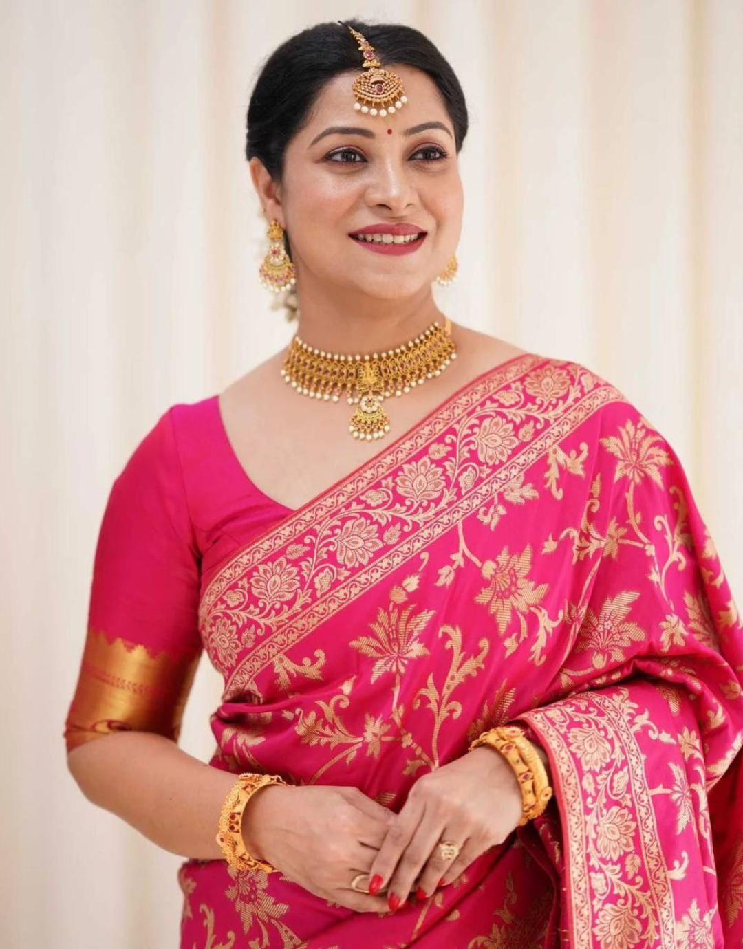 Sakshi Pink Kanchipuram Saree