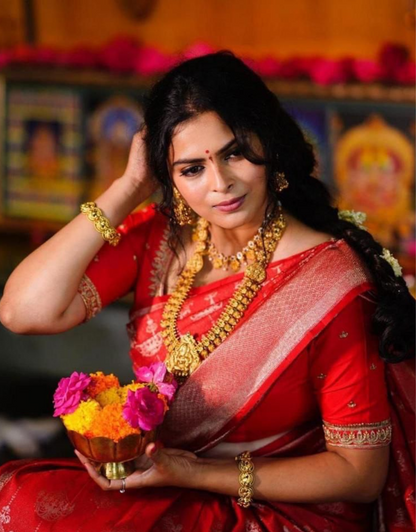 Vimla Red Kanchipuram saree