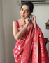 Raha Red Lichi Silk Saree