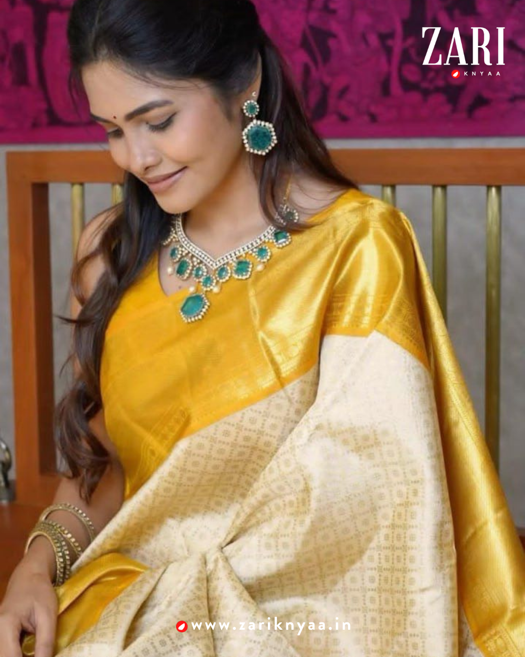 Majestica Yellow White  Soft Silk Saree With Eyecatching Blouse Piece Attached