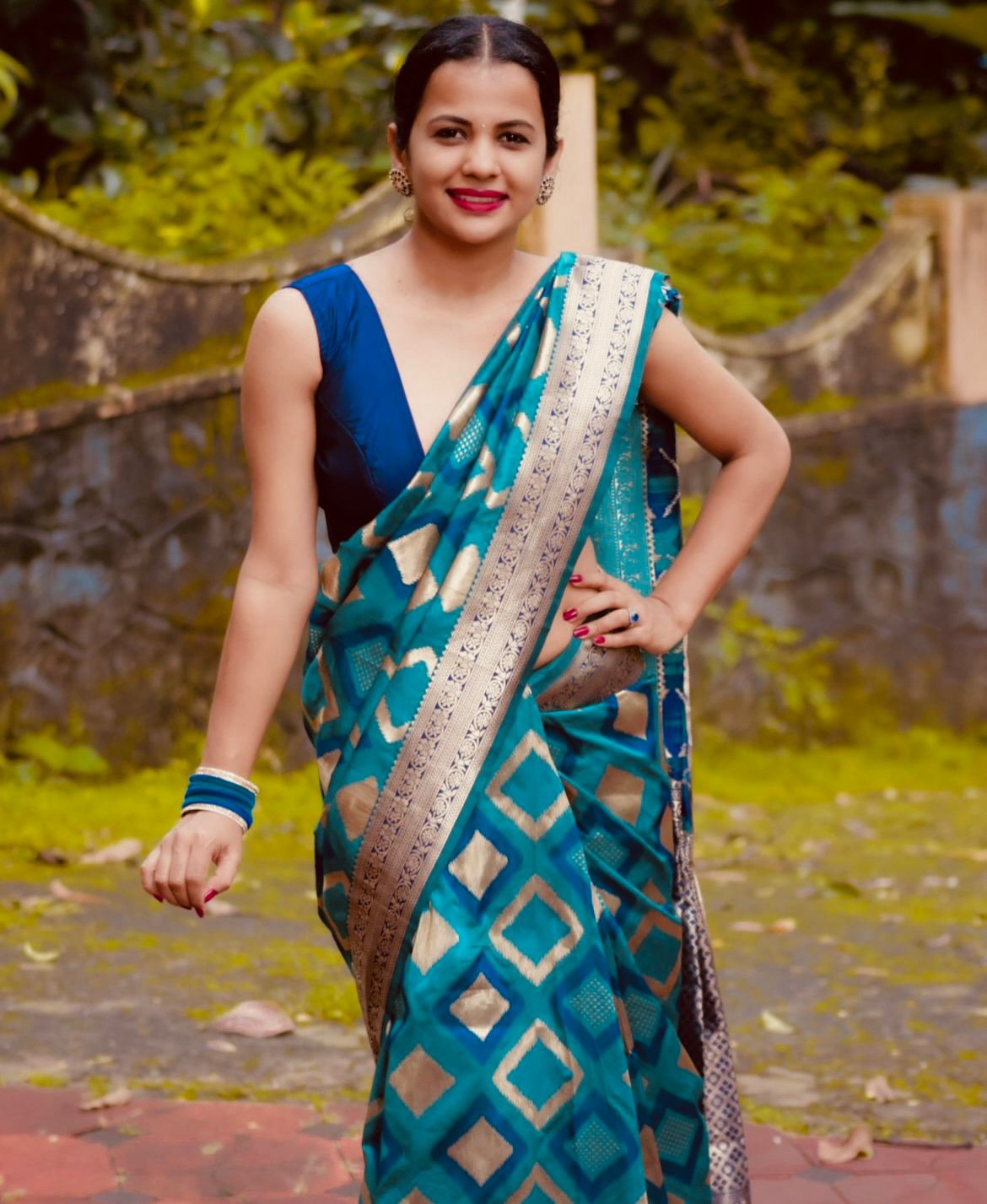 Lila CyanBlue Soft Silk Saree