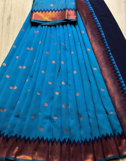 Mahi  Blue Kanchipuram Lehenga Choli