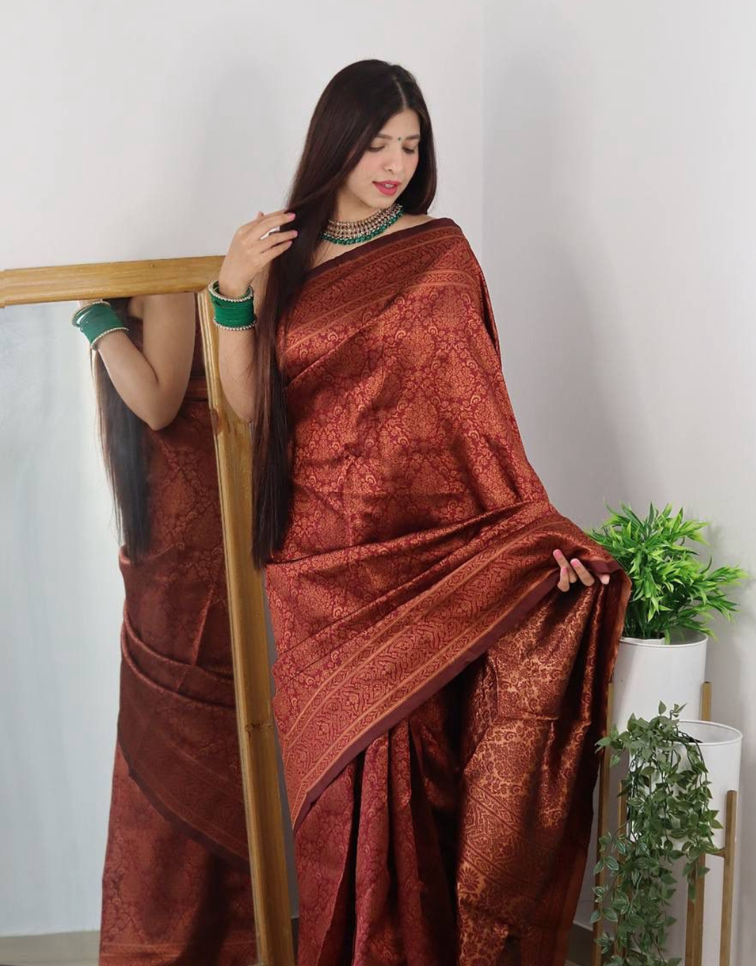 Radhika Maroon Banarasi Silk Saree