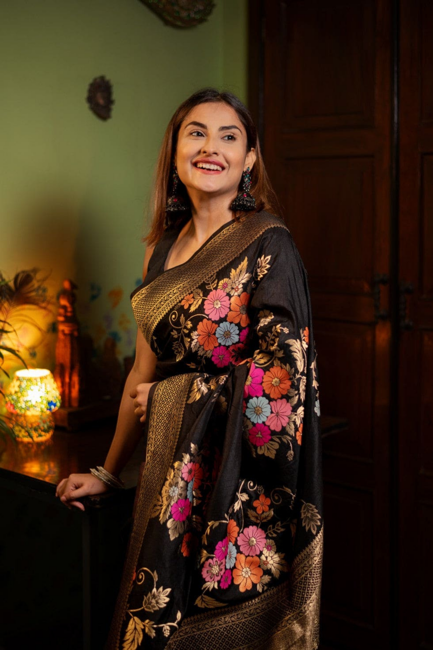 Mystic Night - Black Banarasi Silk Saree