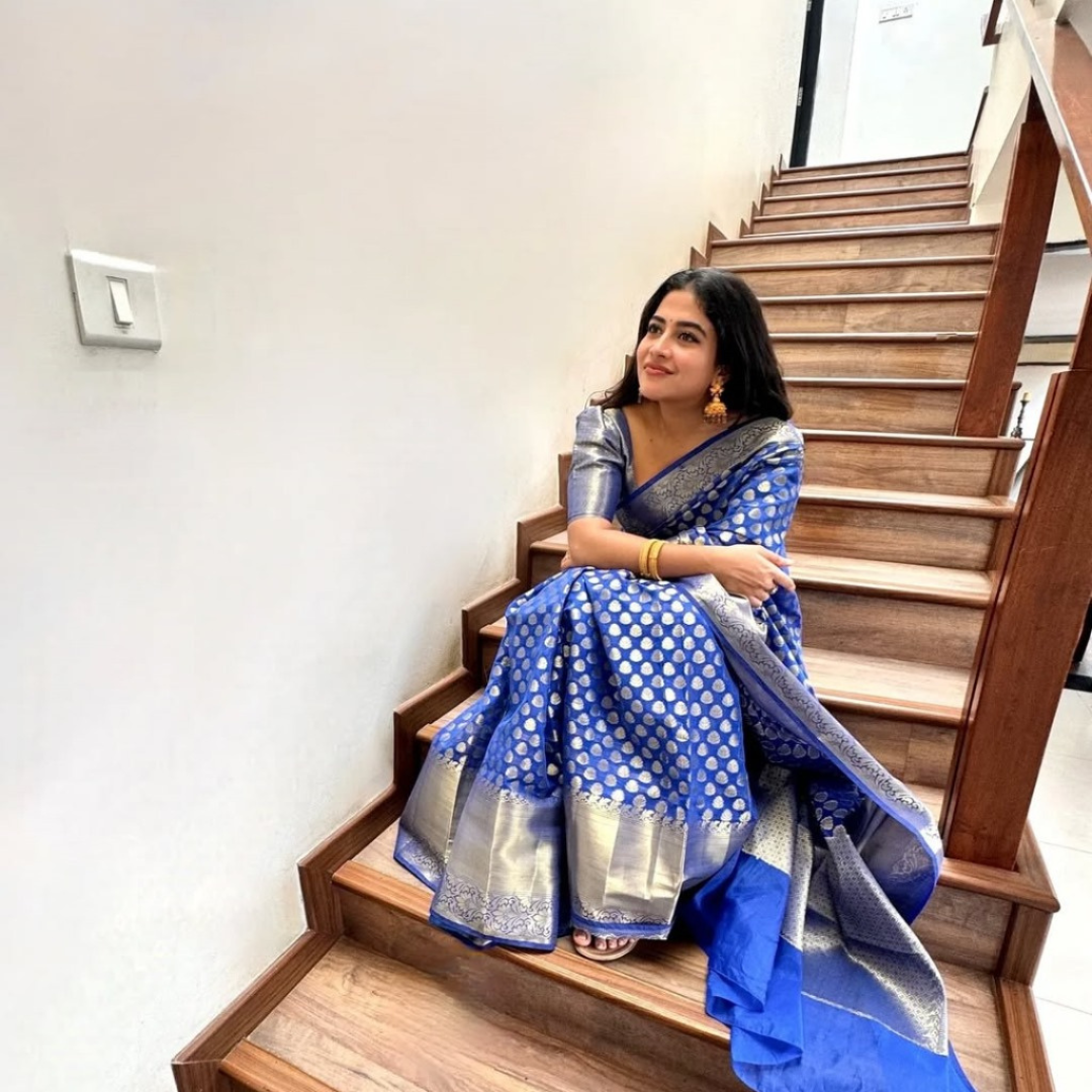 Ethereal Indigo - Banarasi Silk Saree