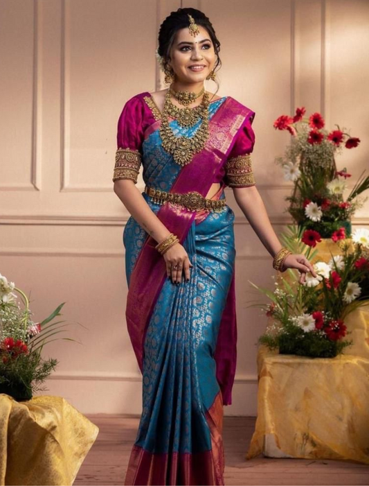 Vaishali Blue Kanchipuram Saree 