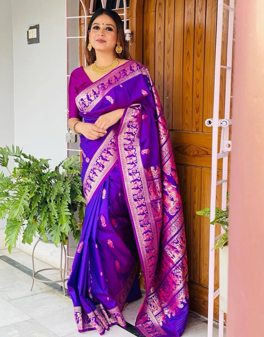 Suhani Dark Blue Banarasi Silk Saree