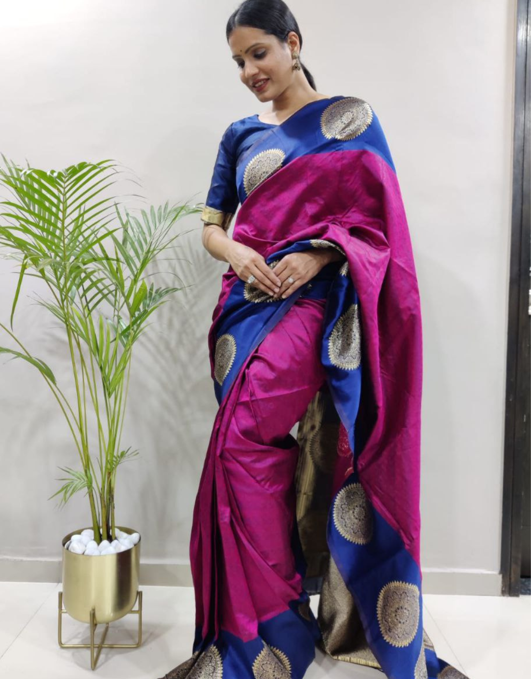 Sonal Blue Just One Minute Ready To Wear Soft Silk Saree