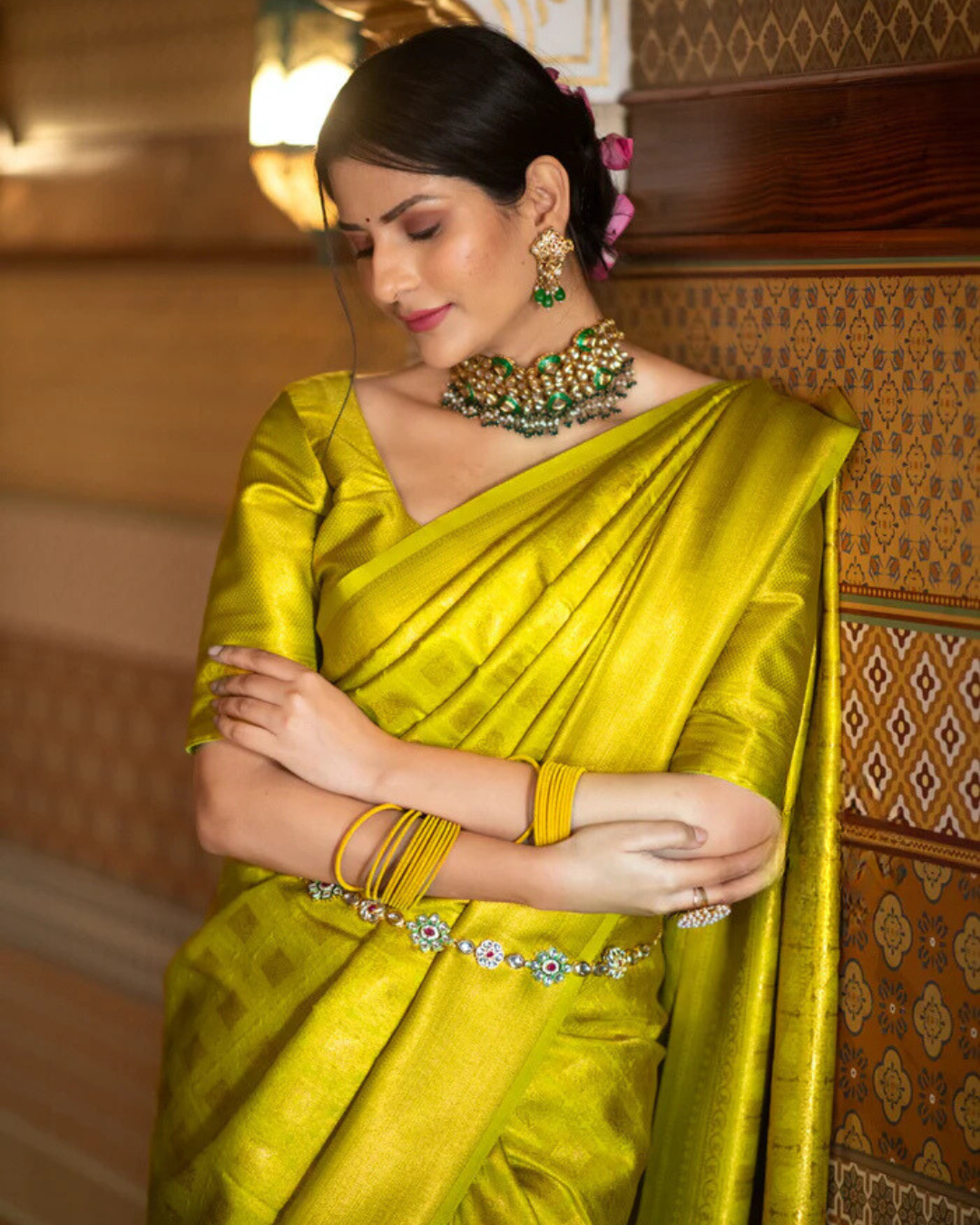 Golden Gleam - Zariknyaa Banarasi Silk Saree