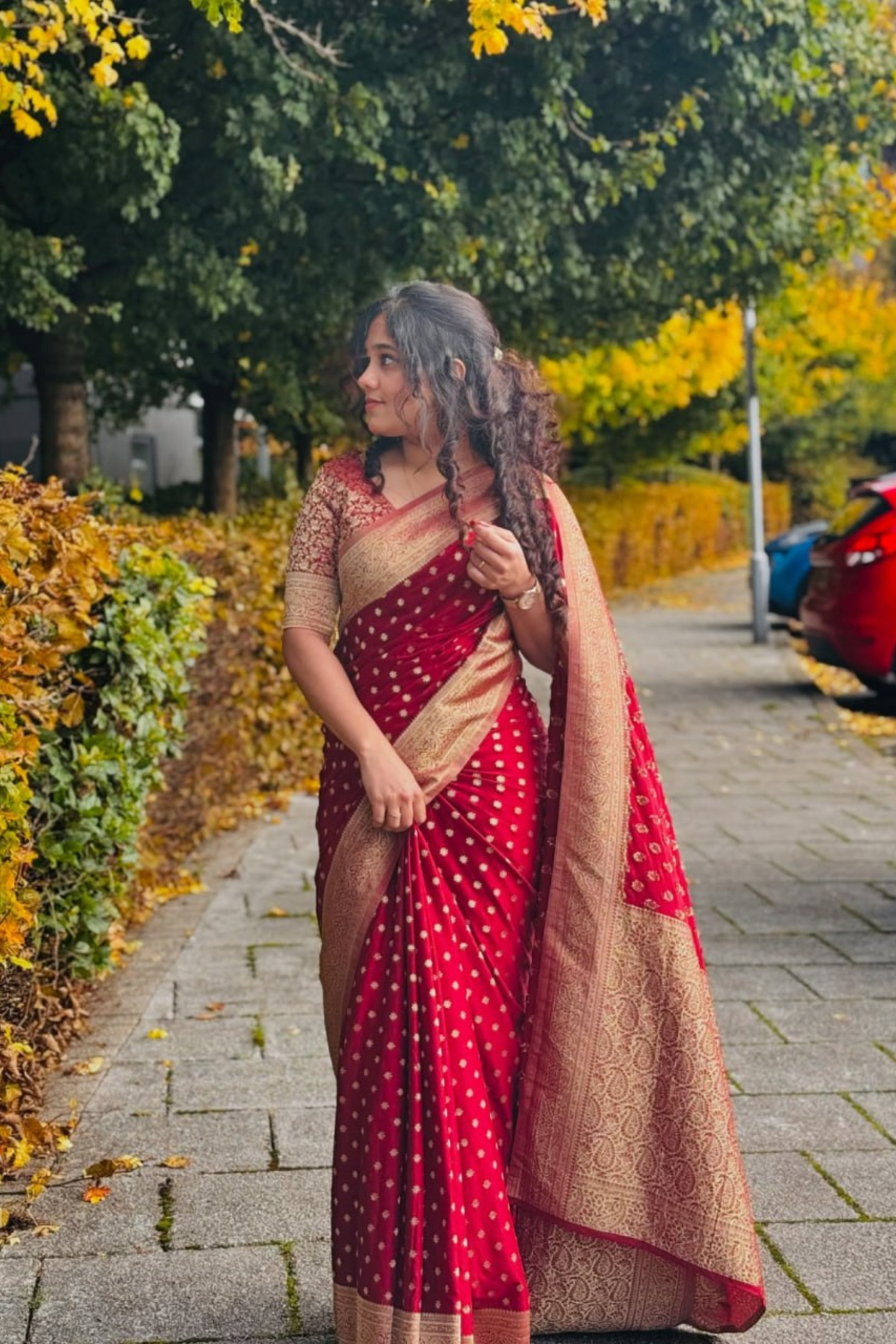 Candlelit Silk - Red Banarasi Silk Saree