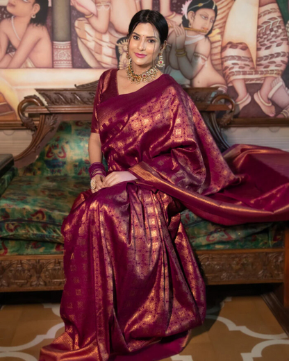 Royal Maroon - Banarasi Silk Saree