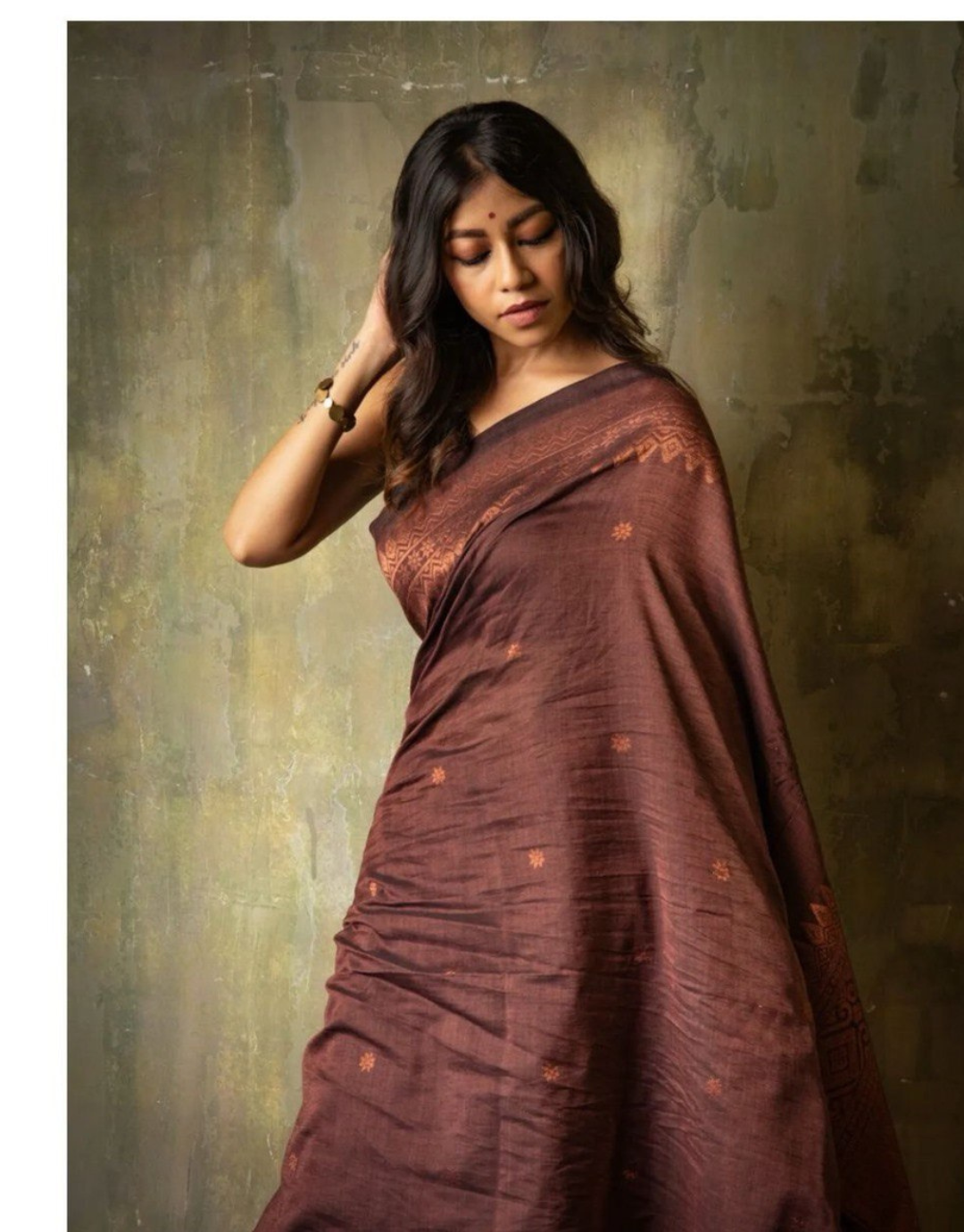 Kinjal Brown Banarasi Silk Saree