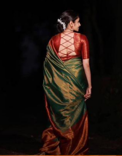 Meera Green-Red Kanchipuram Silk Saree