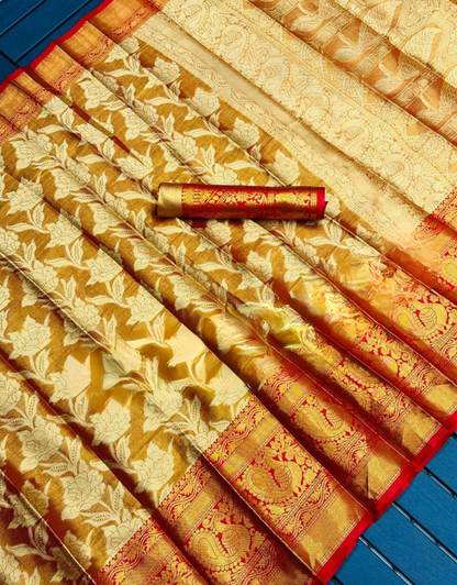 Heena Dirty Orange Kanchipuram Silk Saree