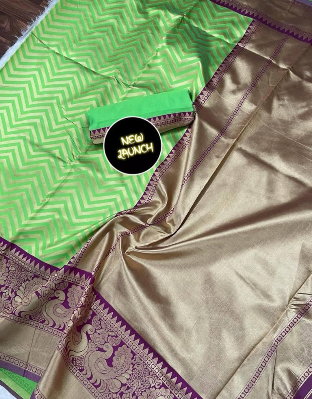 Rahi Toxic Green Banarasi Silk Saree